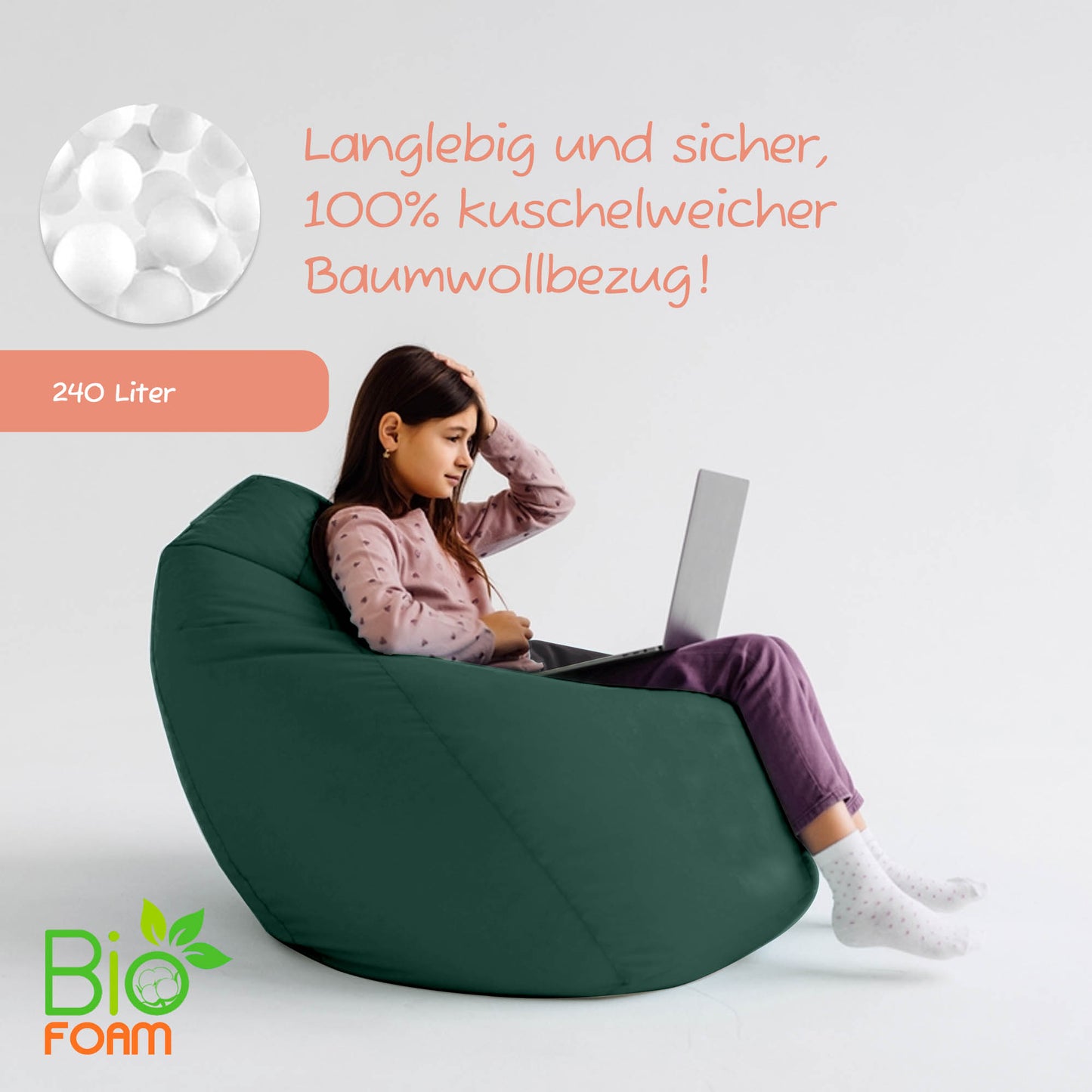 Sitzsack für Groß und Klein (BioFoam gefüllt | 240 L)