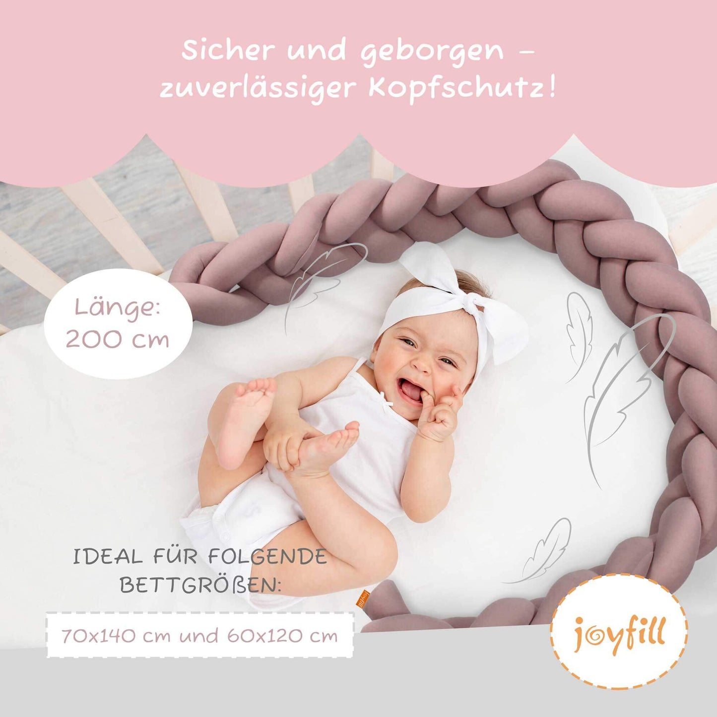 Bettumrandung - Geflochtene Nestchenschlange 200cm - Joyfill