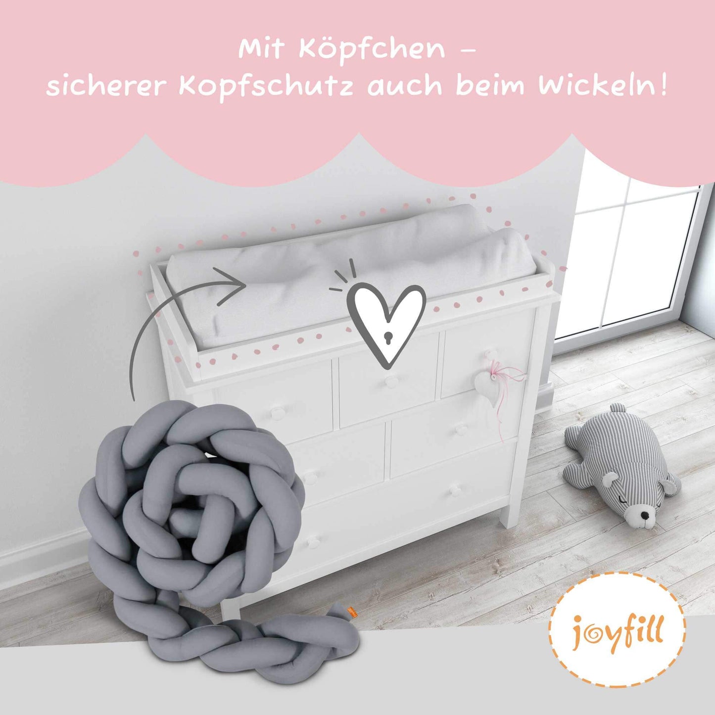 Bettumrandung - Geflochtene Nestchenschlange 300cm - Joyfill