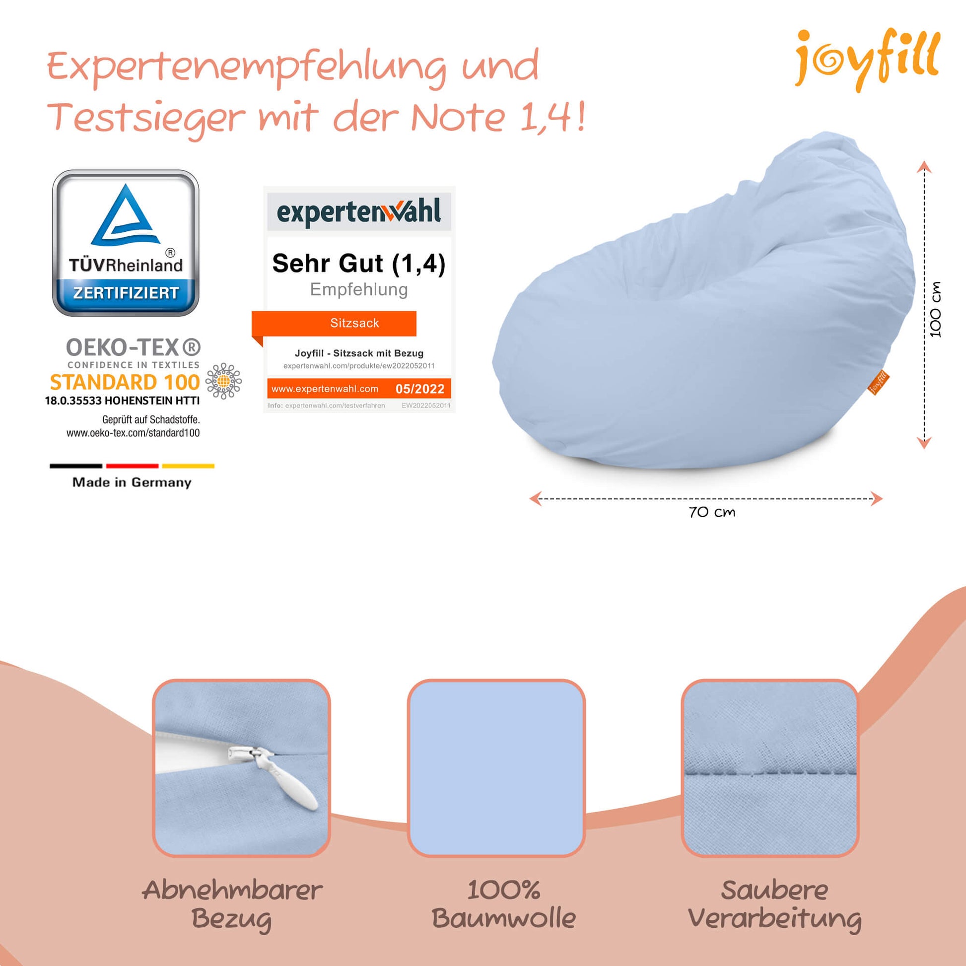 Sitzsack für Groß und Klein (BioFoam gefüllt | 240 L) - Joyfill