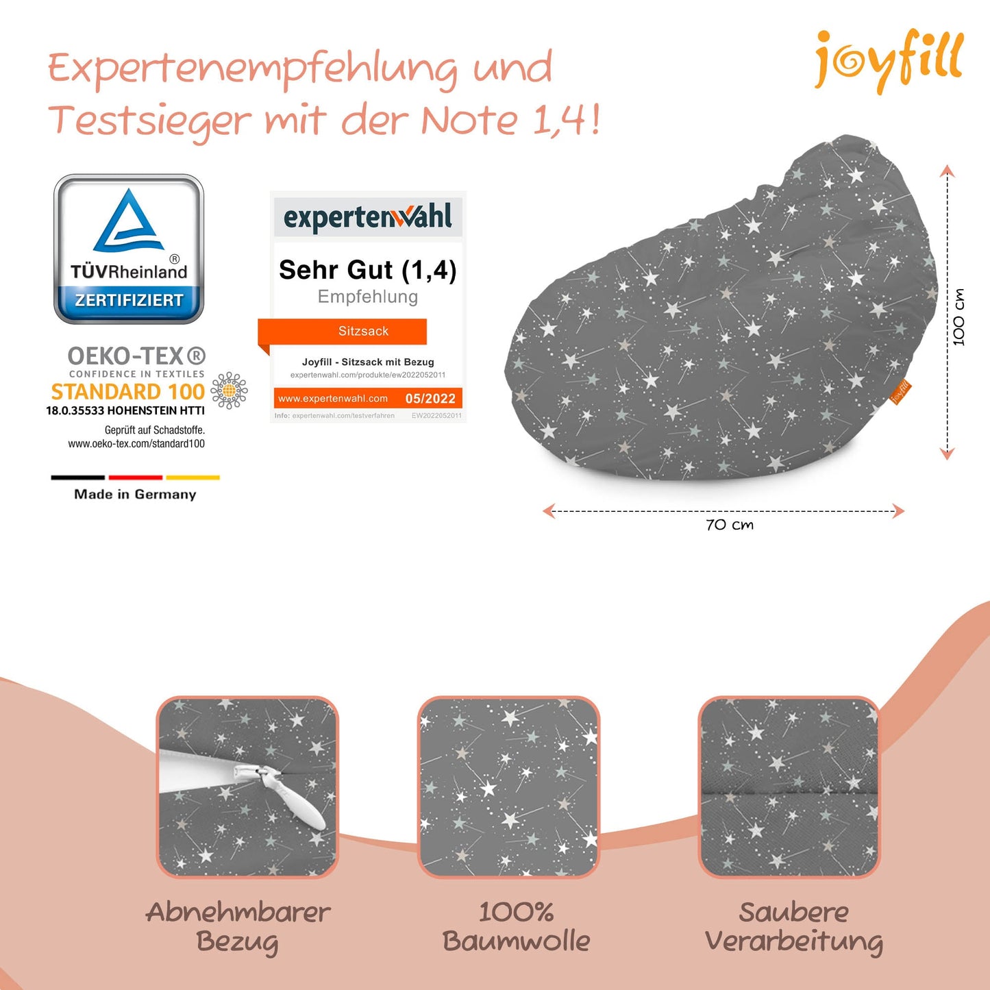 Sitzsack für Groß und Klein (BioFoam gefüllt | 240 L) - Joyfill