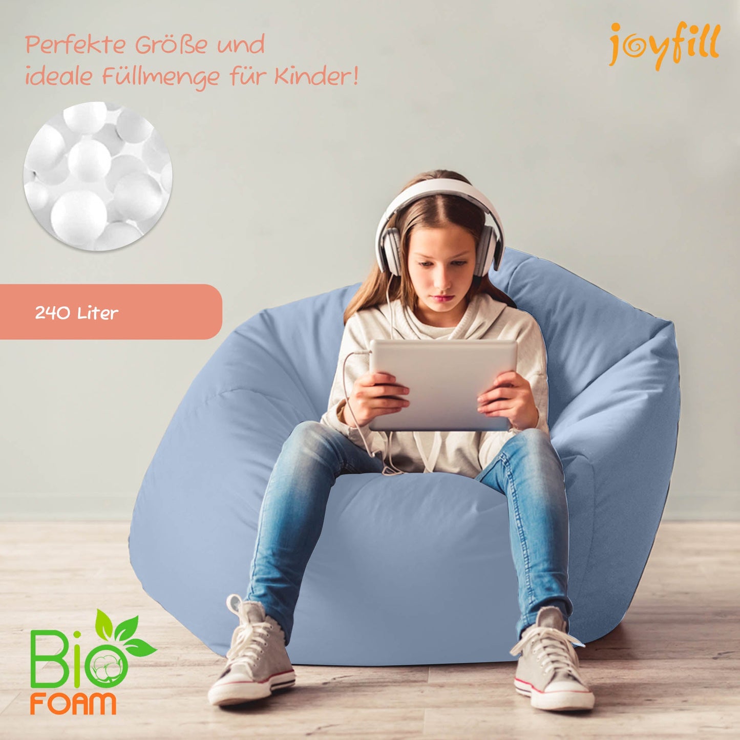 Sitzsack für Groß und Klein (BioFoam gefüllt | 240 L) - Joyfill