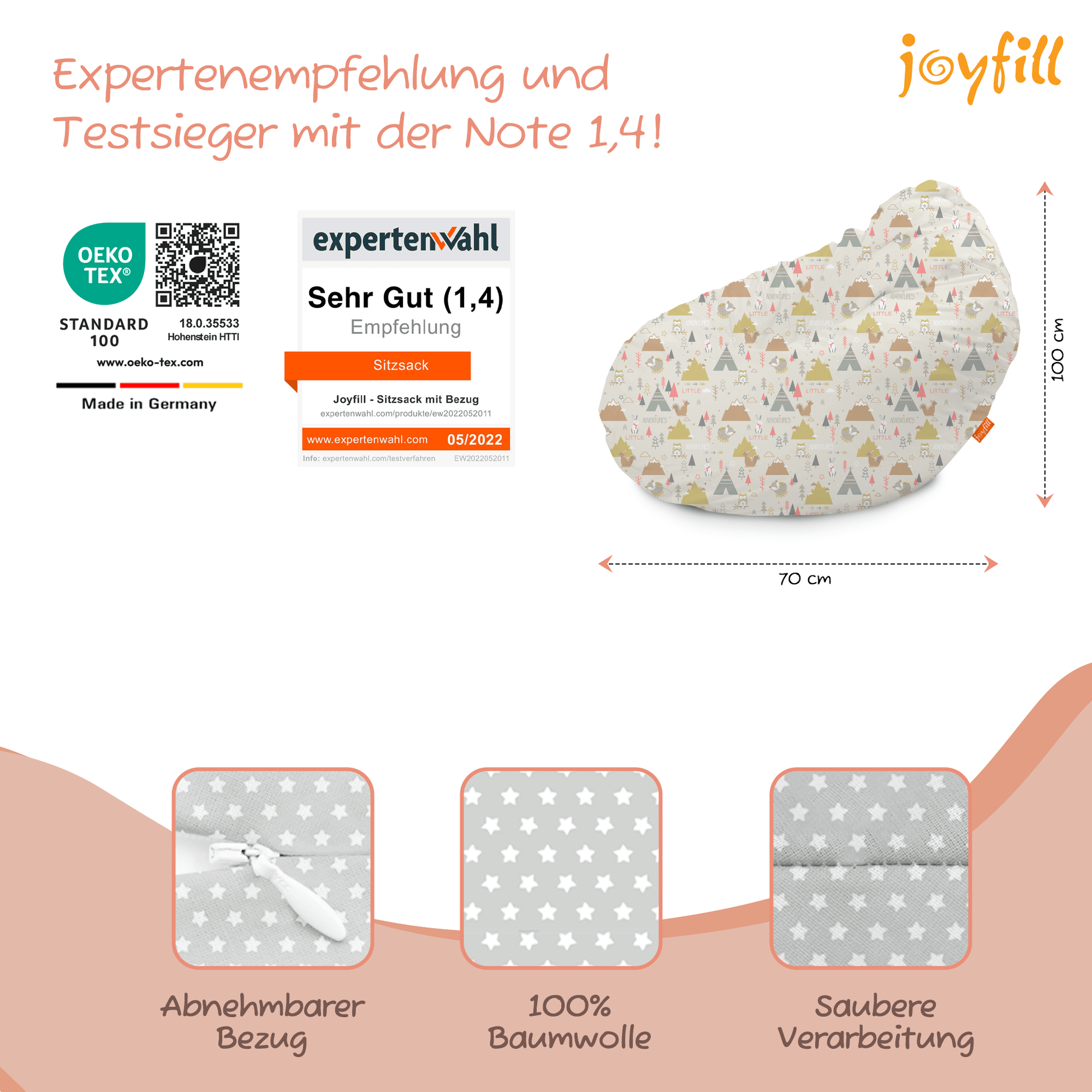 Sitzsack für Groß und Klein (BioFoam gefüllt | 240 L) - Joyfill