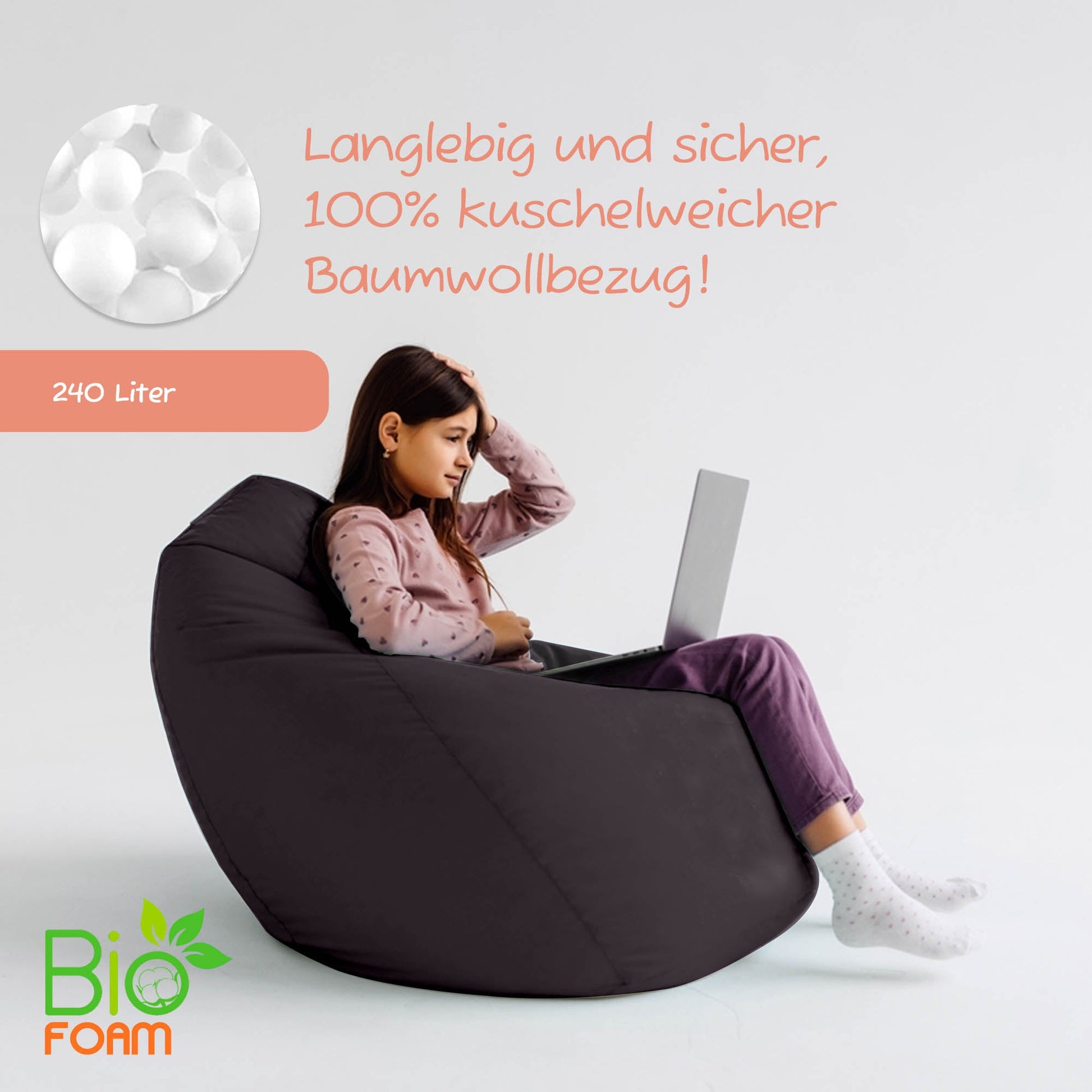 Sitzsack für Groß und Klein (BioFoam gefüllt | 240 L) - Joyfill