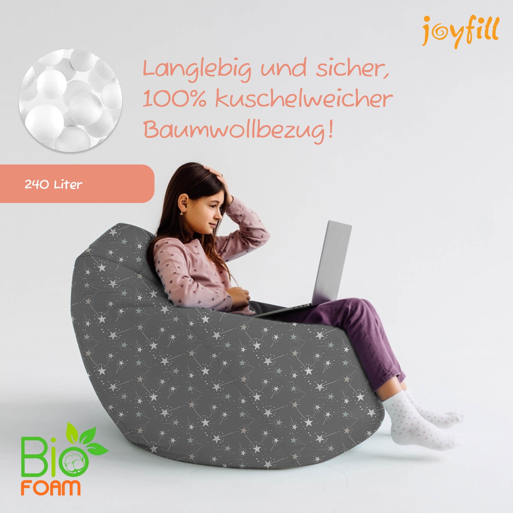Sitzsack für Groß und Klein (BioFoam gefüllt | 240 L) - Joyfill