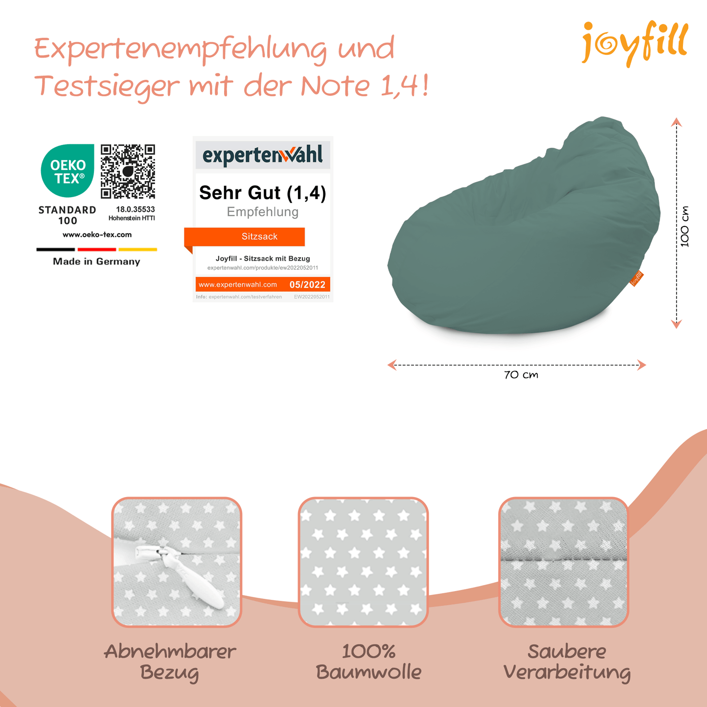 Sitzsack für Groß und Klein (BioFoam gefüllt | 240 L) - Joyfill