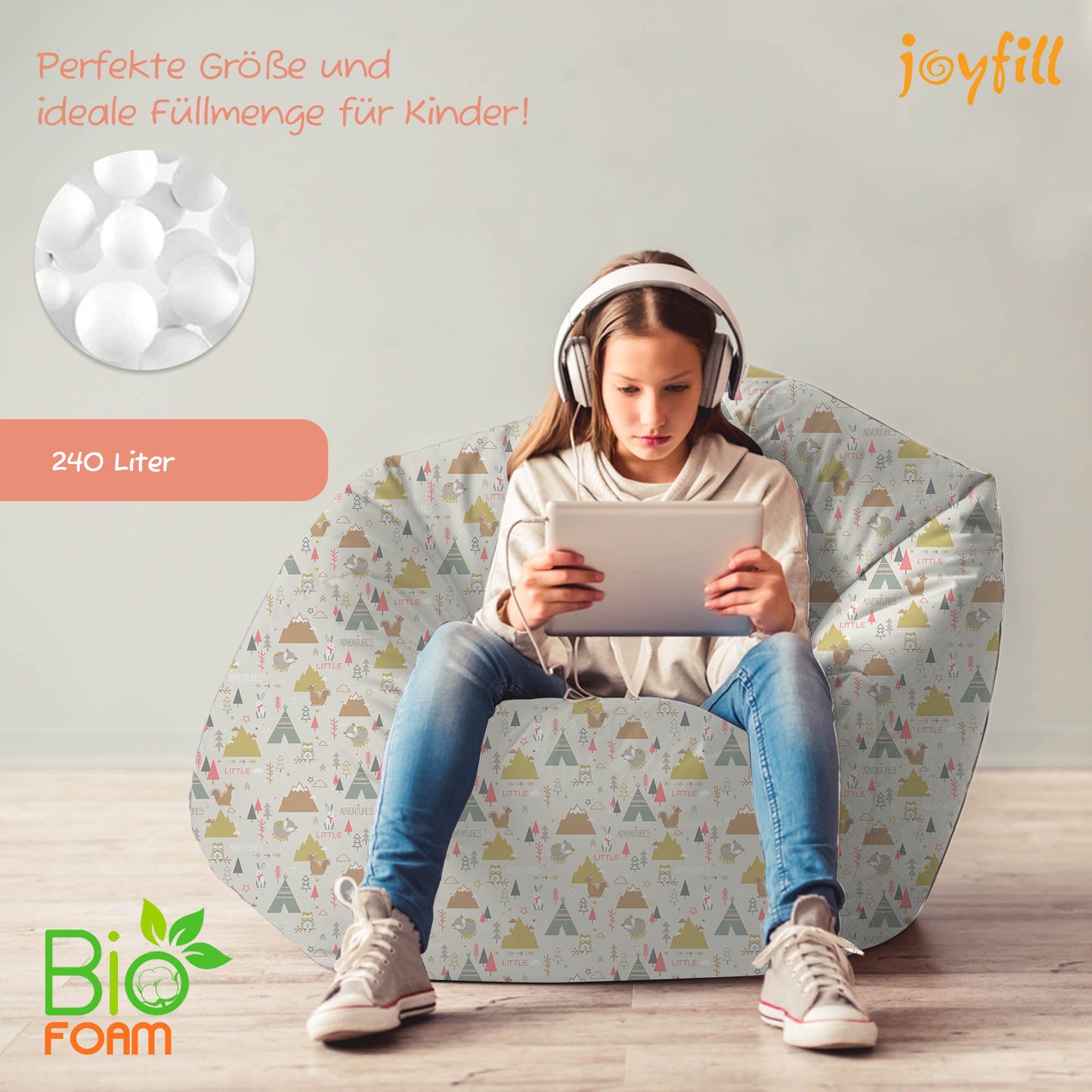 Sitzsack für Groß und Klein (BioFoam gefüllt | 240 L) - Joyfill
