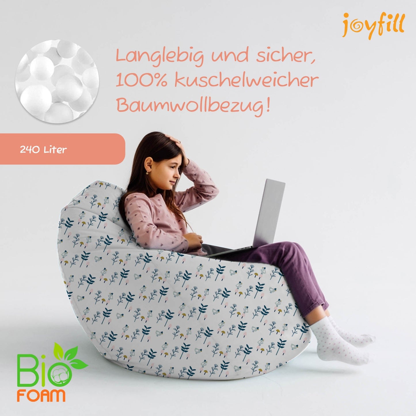 Sitzsack für Groß und Klein (BioFoam gefüllt | 240 L) - Joyfill