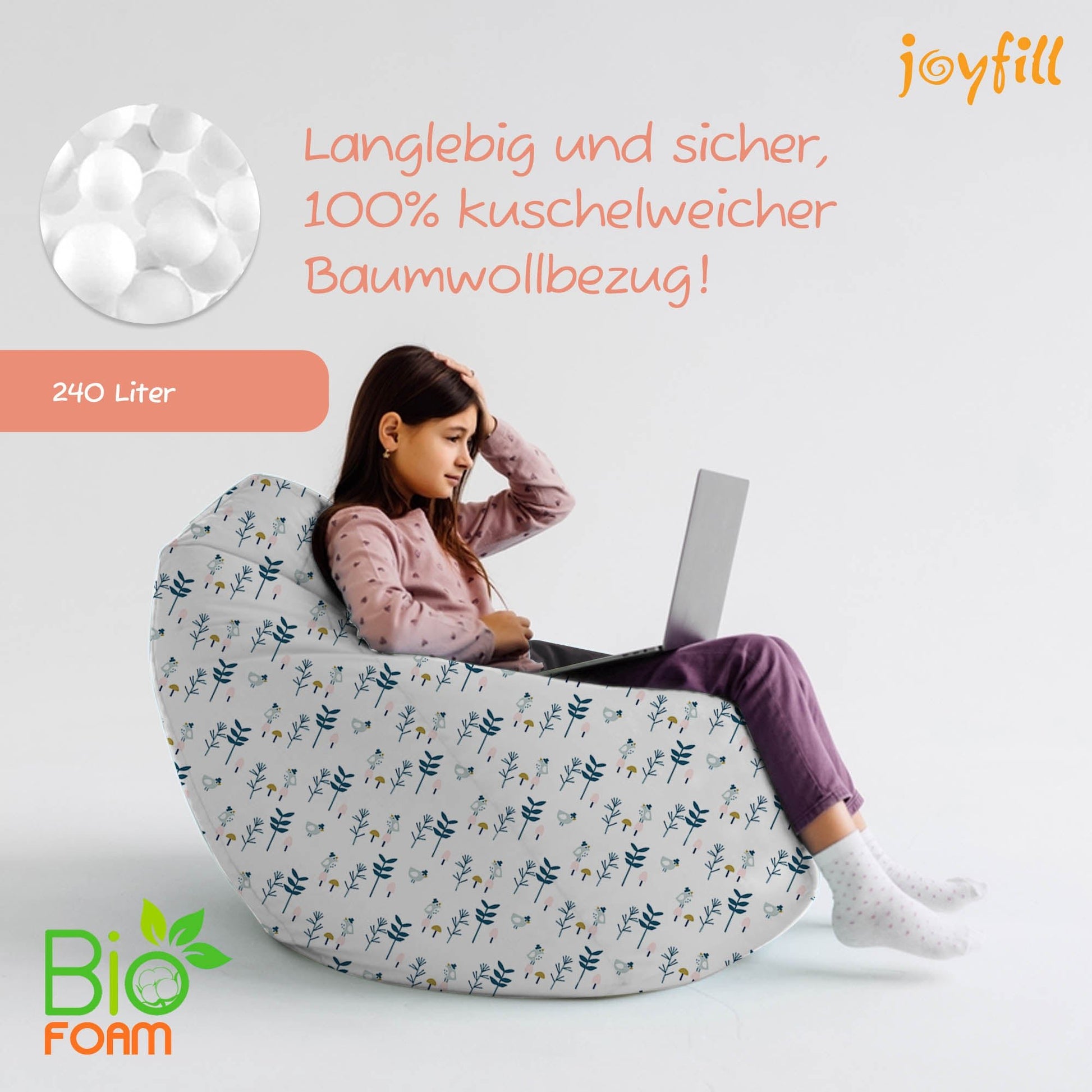 Sitzsack für Groß und Klein (BioFoam gefüllt | 240 L) - Joyfill