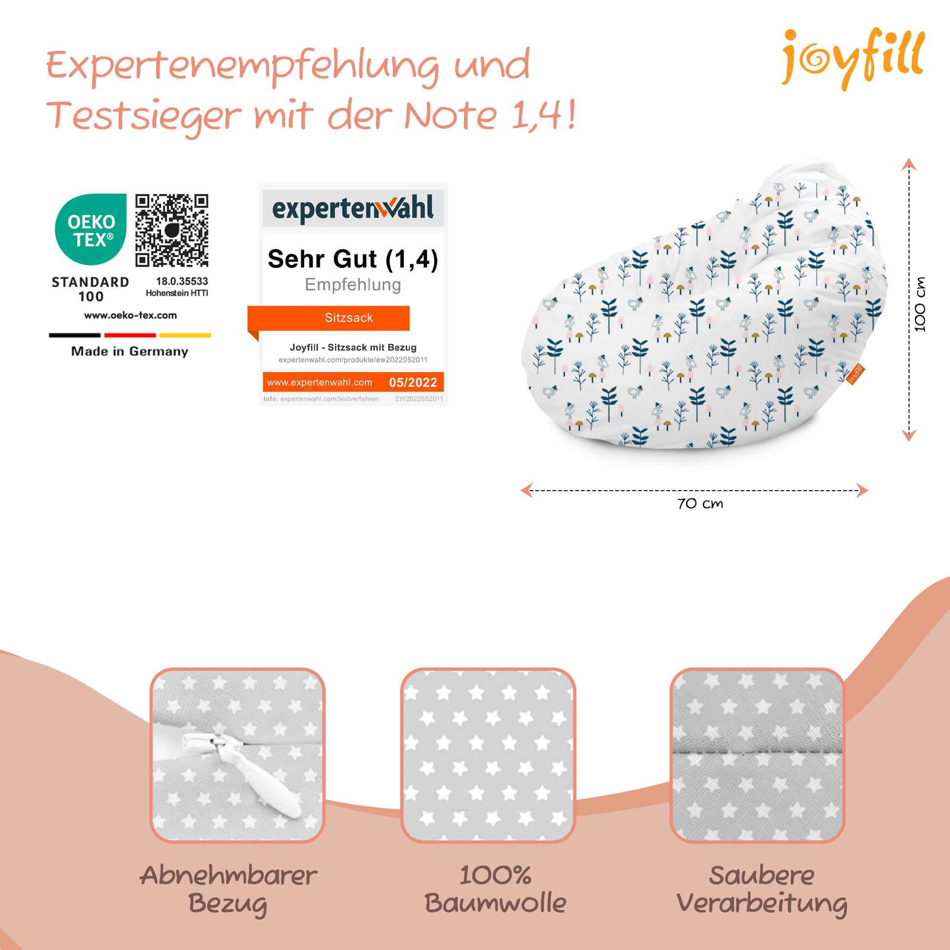 Sitzsack für Groß und Klein (BioFoam gefüllt | 240 L) - Joyfill