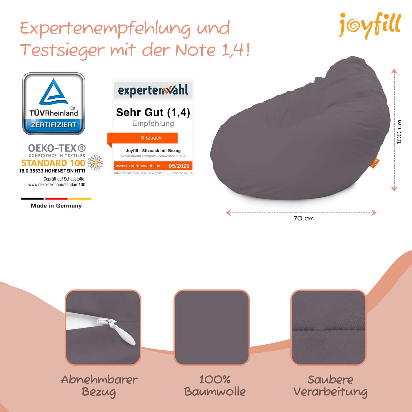 Sitzsack für Groß und Klein (BioFoam gefüllt | 240 L) - Joyfill