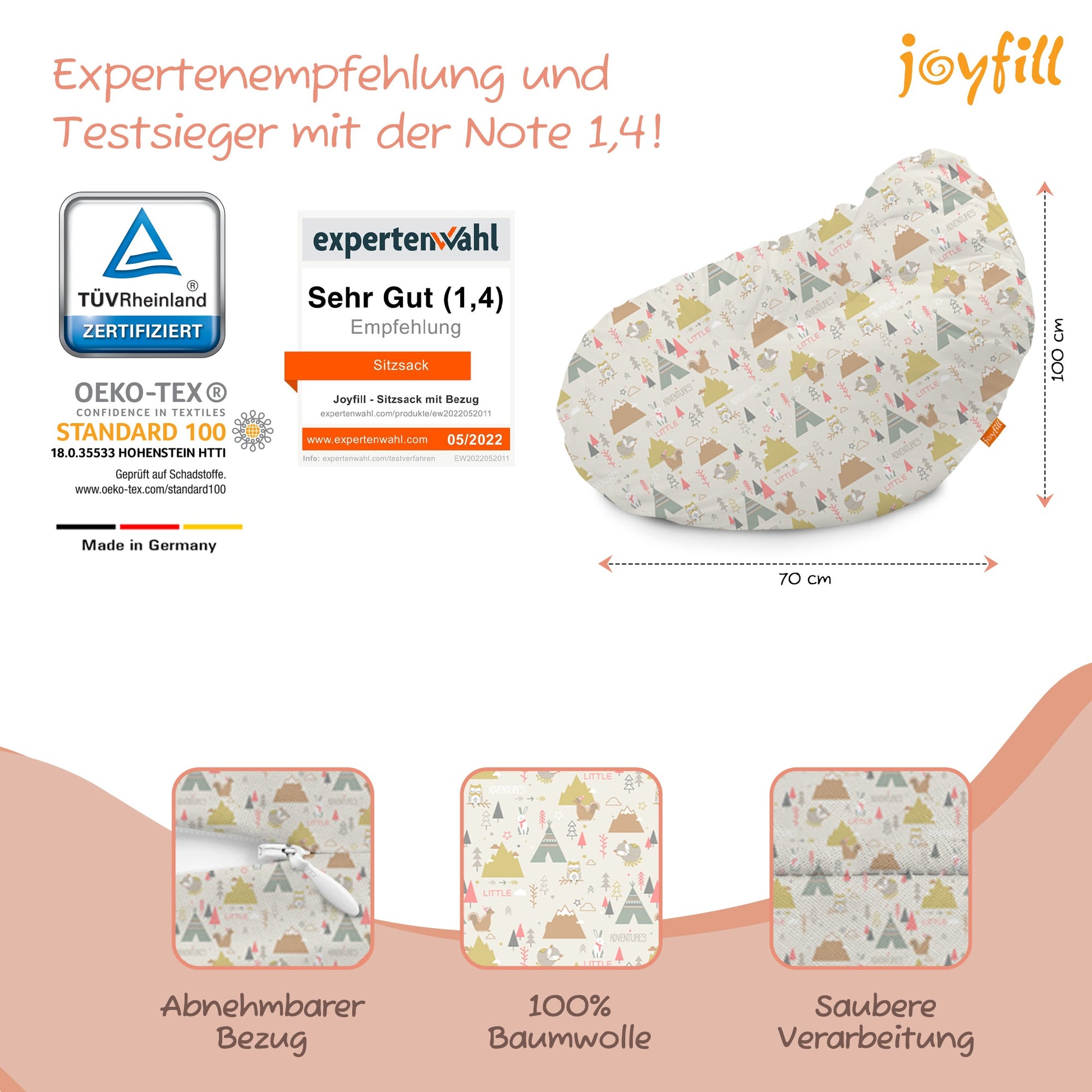 Sitzsack für Groß und Klein (BioFoam gefüllt | 240 L) - Joyfill