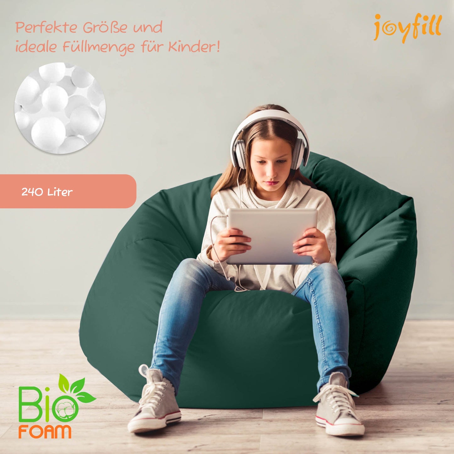 Sitzsack für Groß und Klein (BioFoam gefüllt | 240 L) - Joyfill