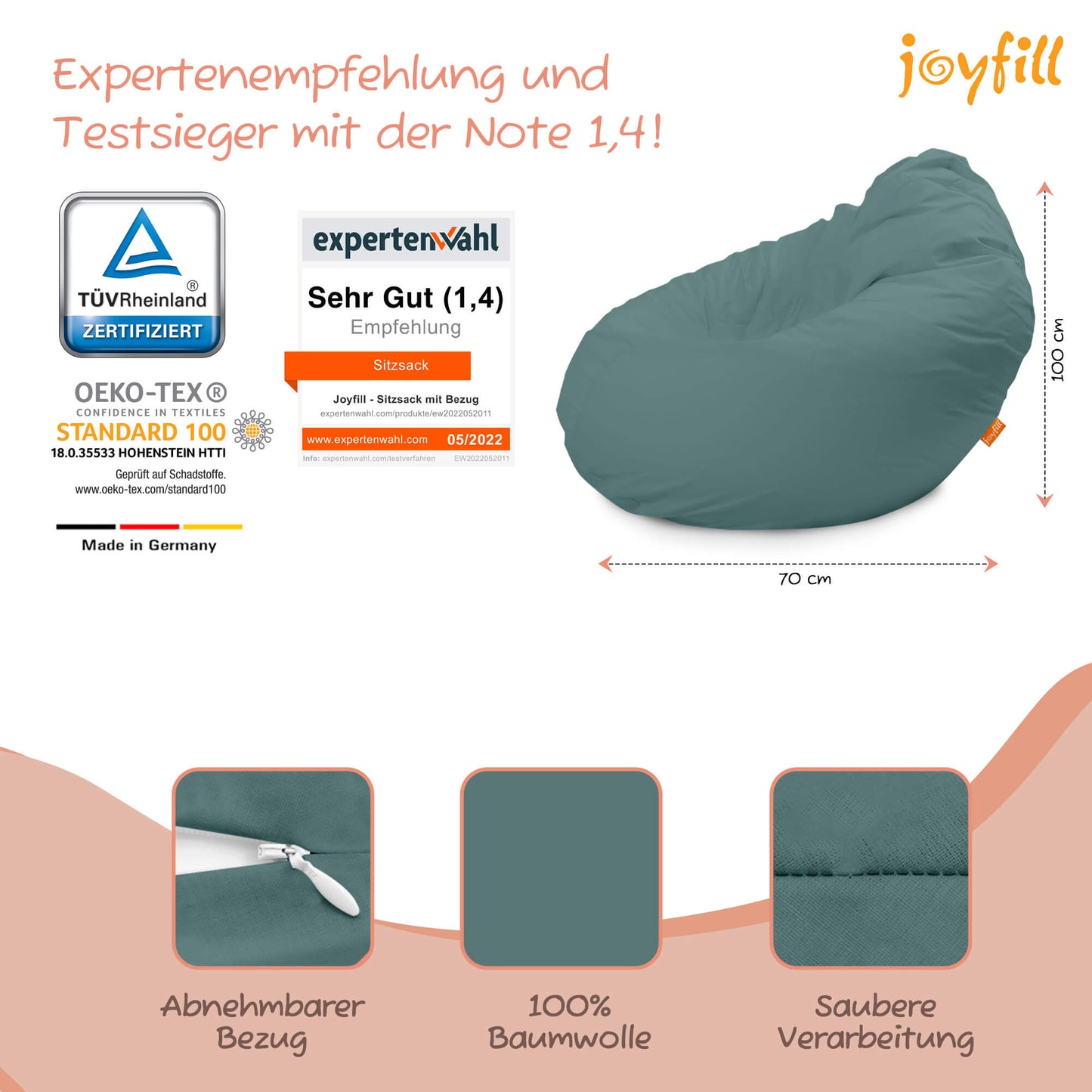 Sitzsack für Groß und Klein (BioFoam gefüllt | 240 L) - Joyfill