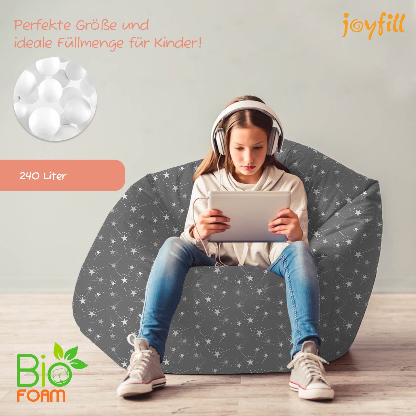 Sitzsack für Groß und Klein (BioFoam gefüllt | 240 L) - Joyfill