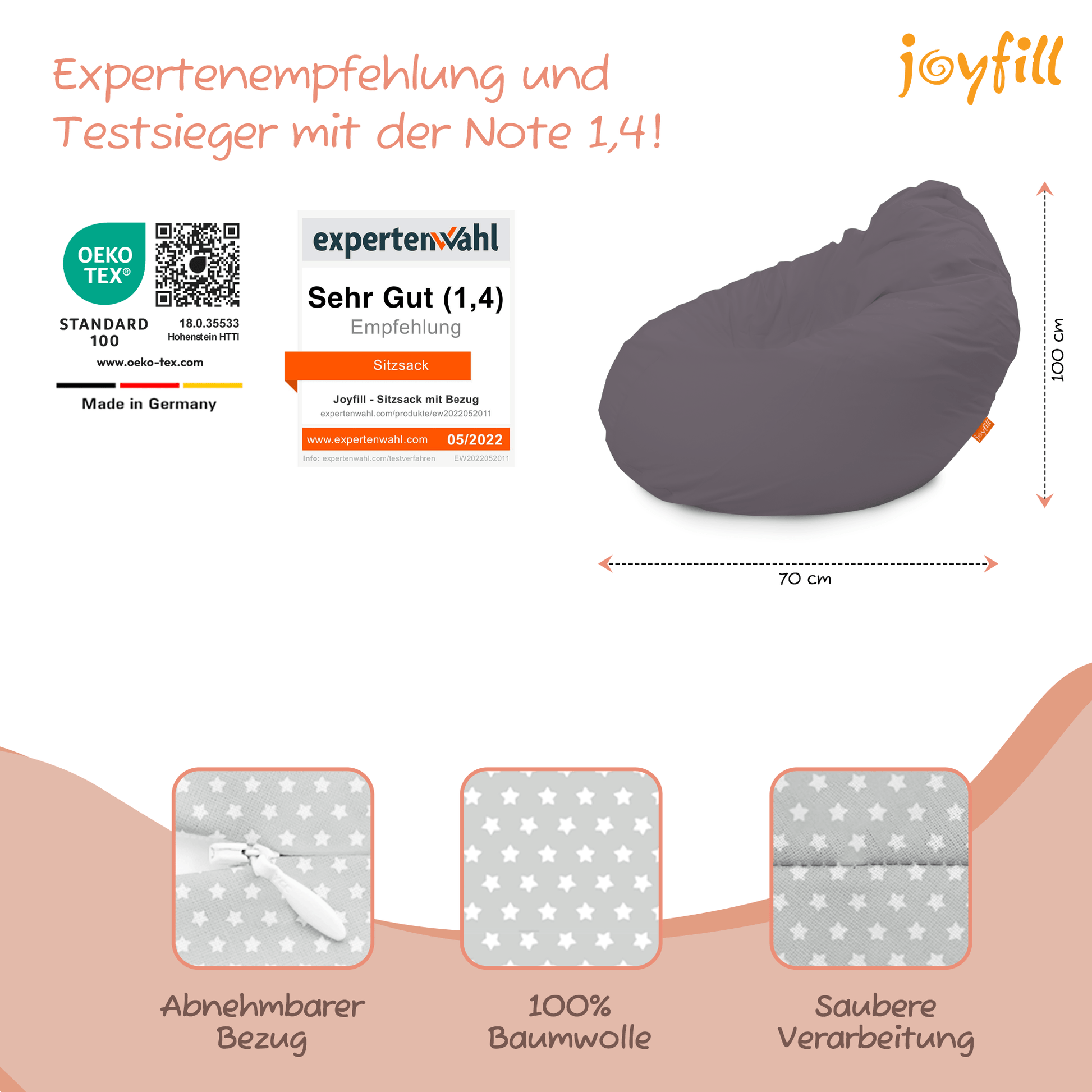 Sitzsack für Groß und Klein (BioFoam gefüllt | 240 L) - Joyfill