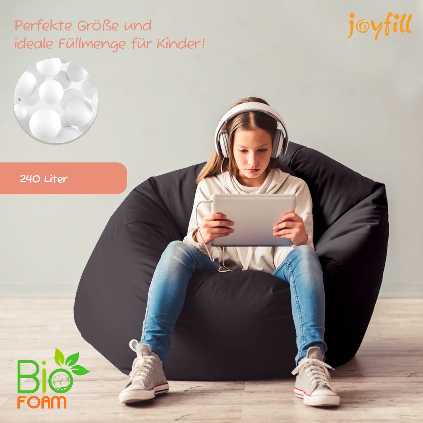 Sitzsack für Groß und Klein (BioFoam gefüllt | 240 L) - Joyfill