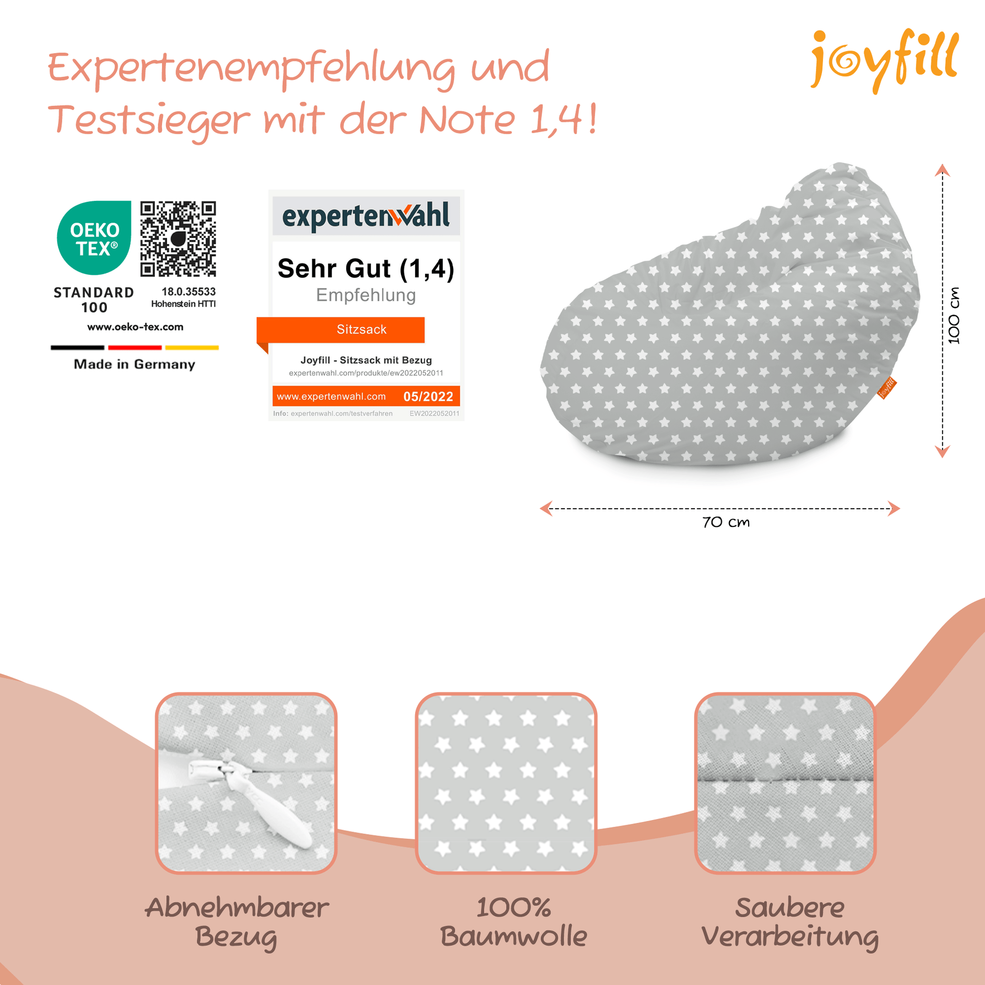 Sitzsack für Groß und Klein (BioFoam gefüllt | 240 L) - Joyfill