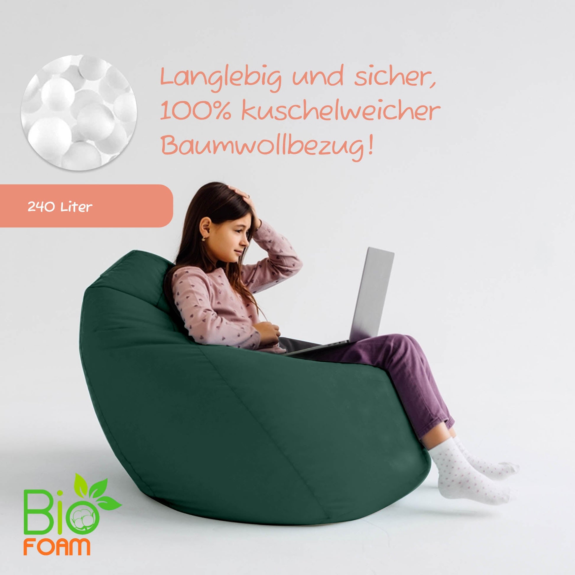 Sitzsack für Groß und Klein (BioFoam gefüllt | 240 L) - Joyfill