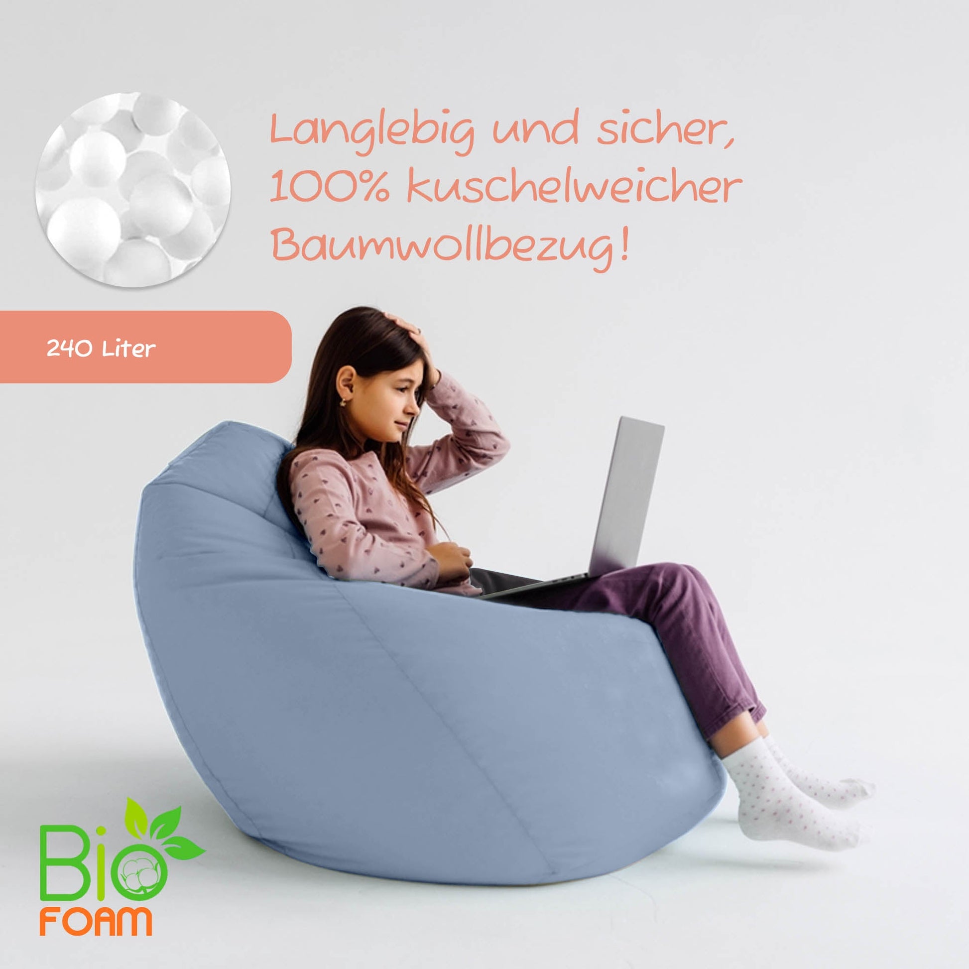 Sitzsack für Groß und Klein (BioFoam gefüllt | 240 L) - Joyfill