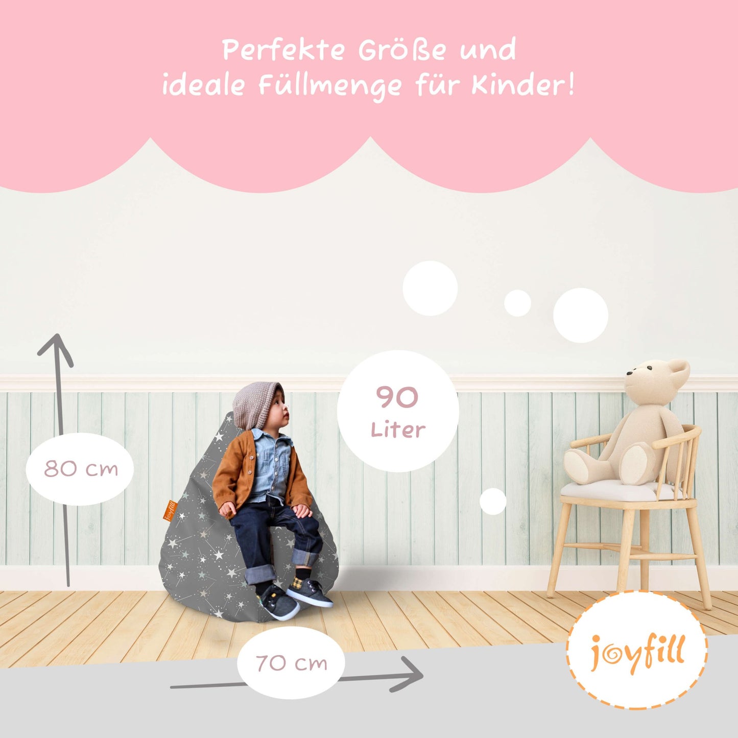 Sitzsack für Kinder (EPS gefüllt | 90L) - Joyfill