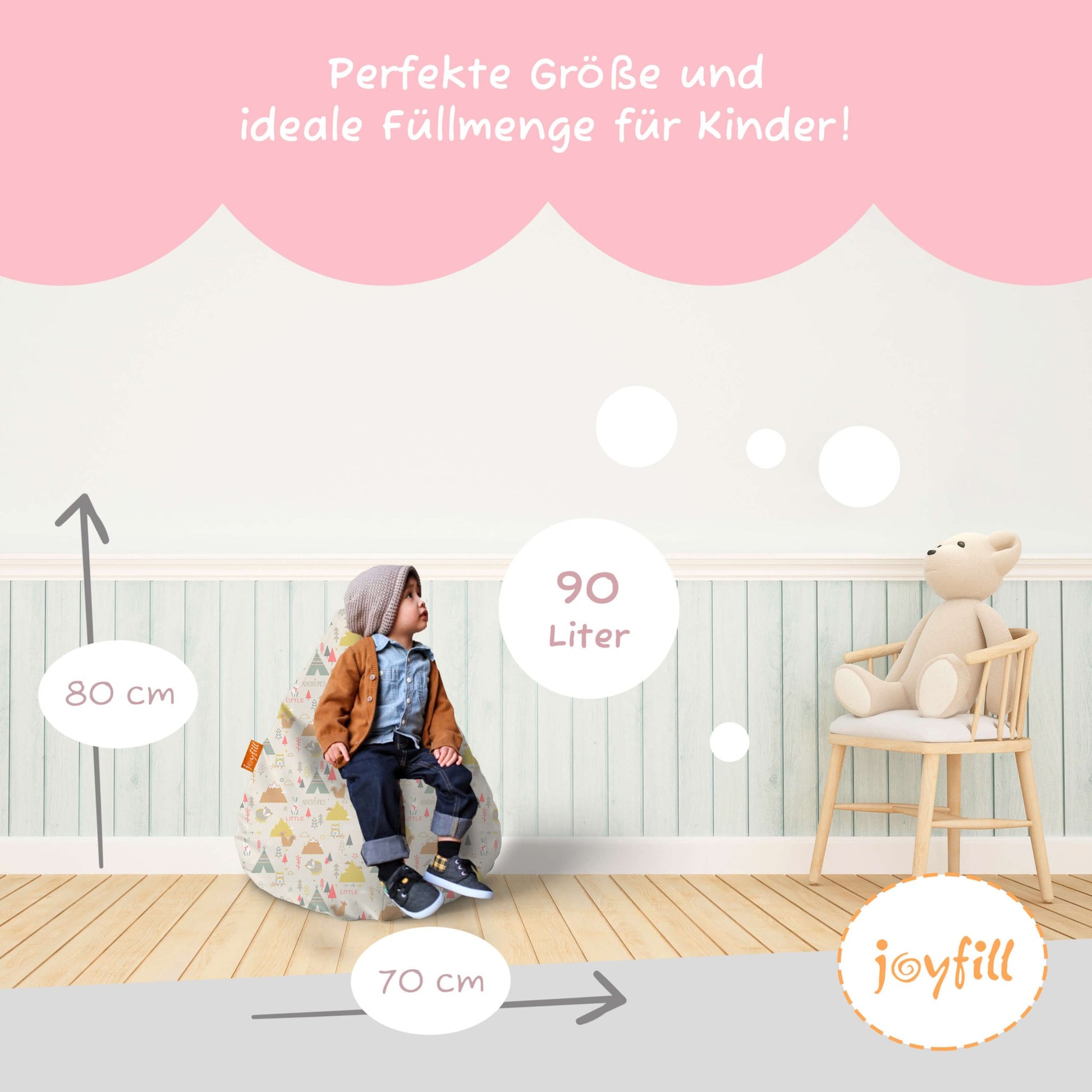 Sitzsack für Kinder (EPS gefüllt | 90L) - Joyfill