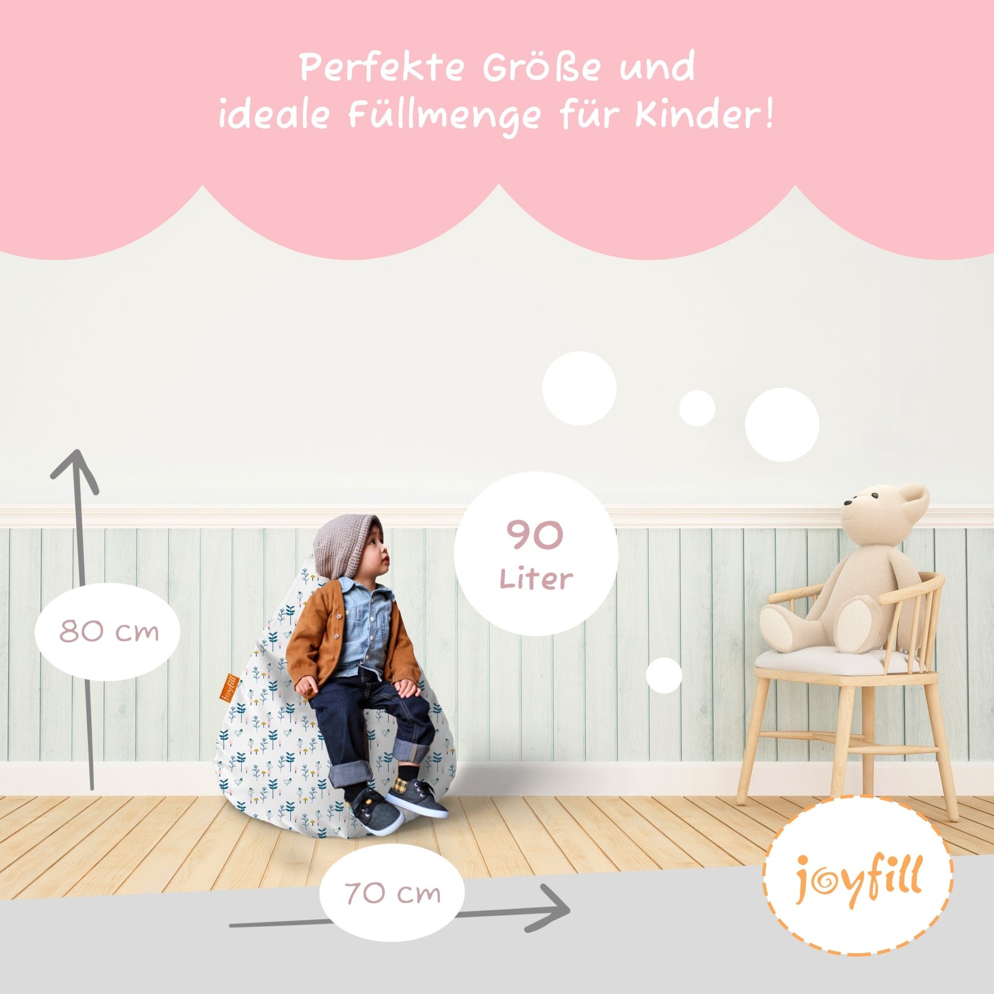 Sitzsack für Kinder (EPS gefüllt | 90L) - Joyfill