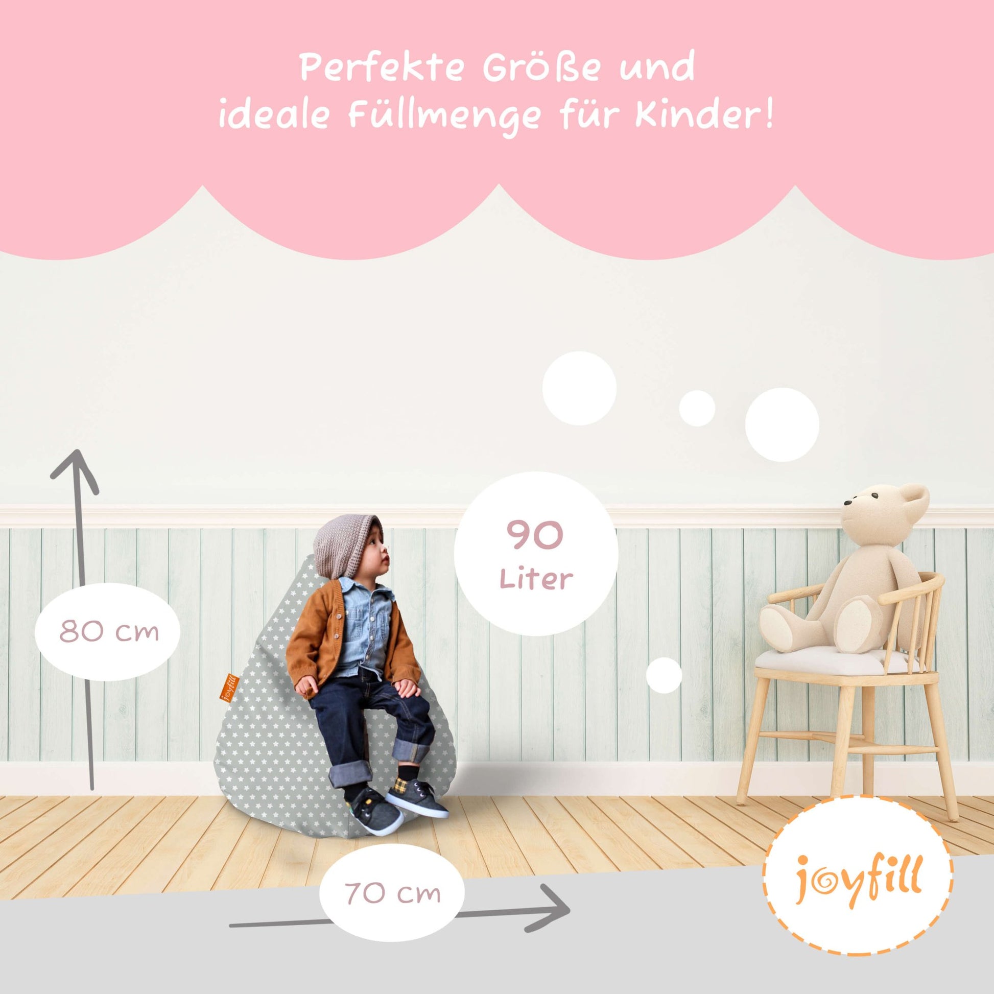 Sitzsack für Kinder (EPS gefüllt | 90L) - Joyfill