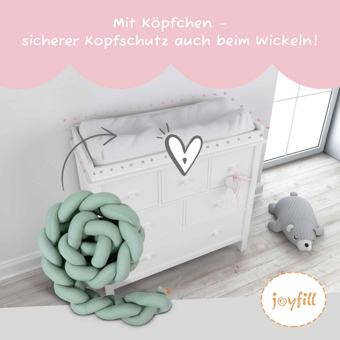 Bettumrandung - Geflochtene Nestchenschlange 200cm - Joyfill