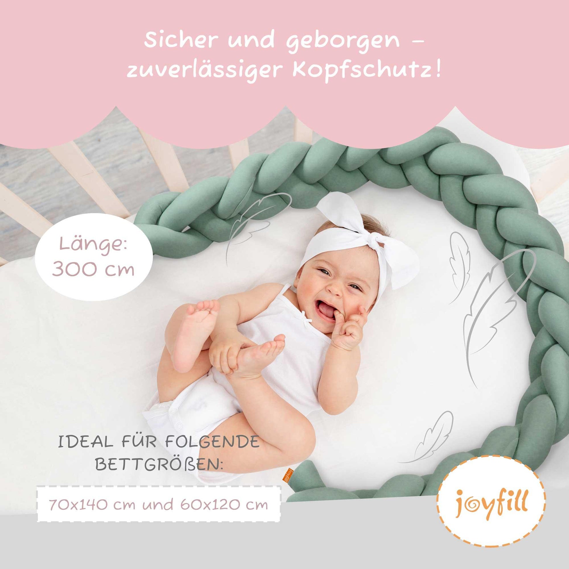 Bettumrandung - Geflochtene Nestchenschlange 300cm - Joyfill