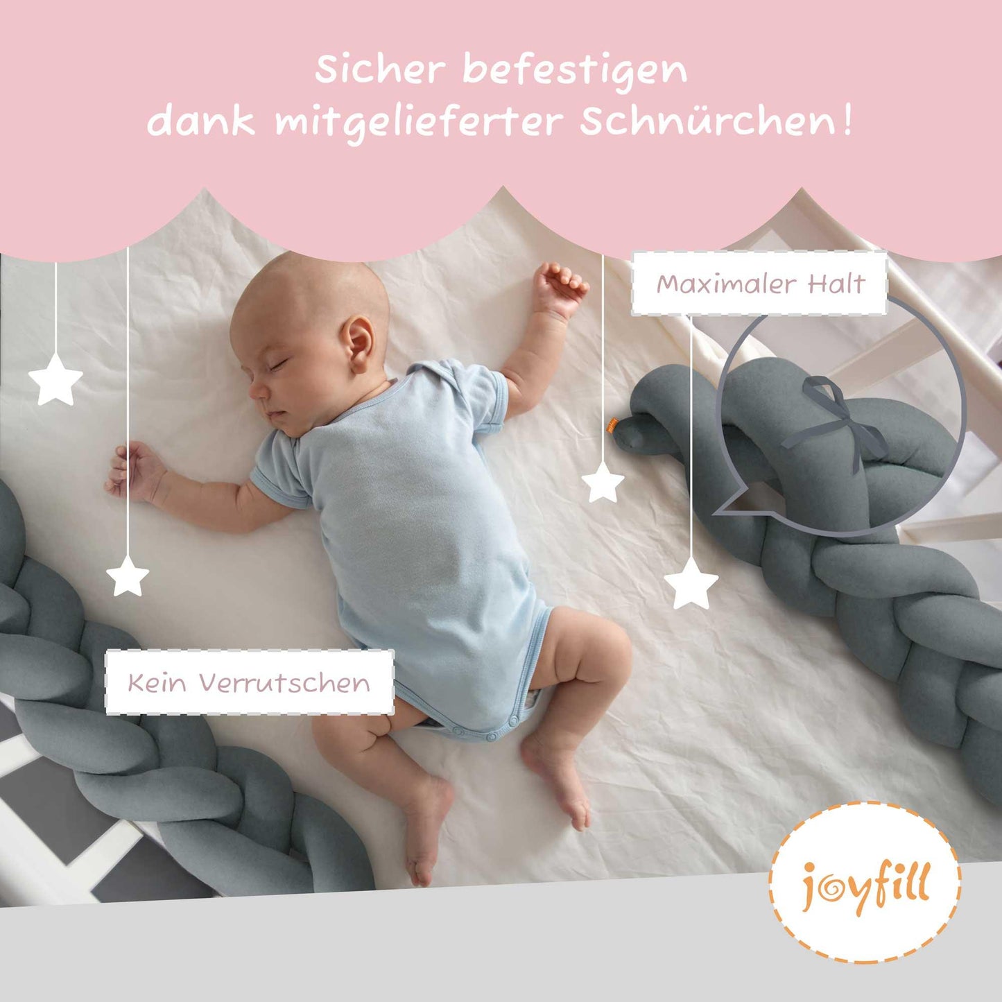 Bettumrandung - Geflochtene Nestchenschlange 300cm - Joyfill
