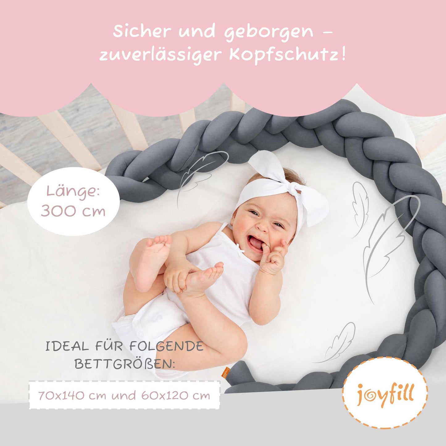Bettumrandung - Geflochtene Nestchenschlange 300cm - Joyfill